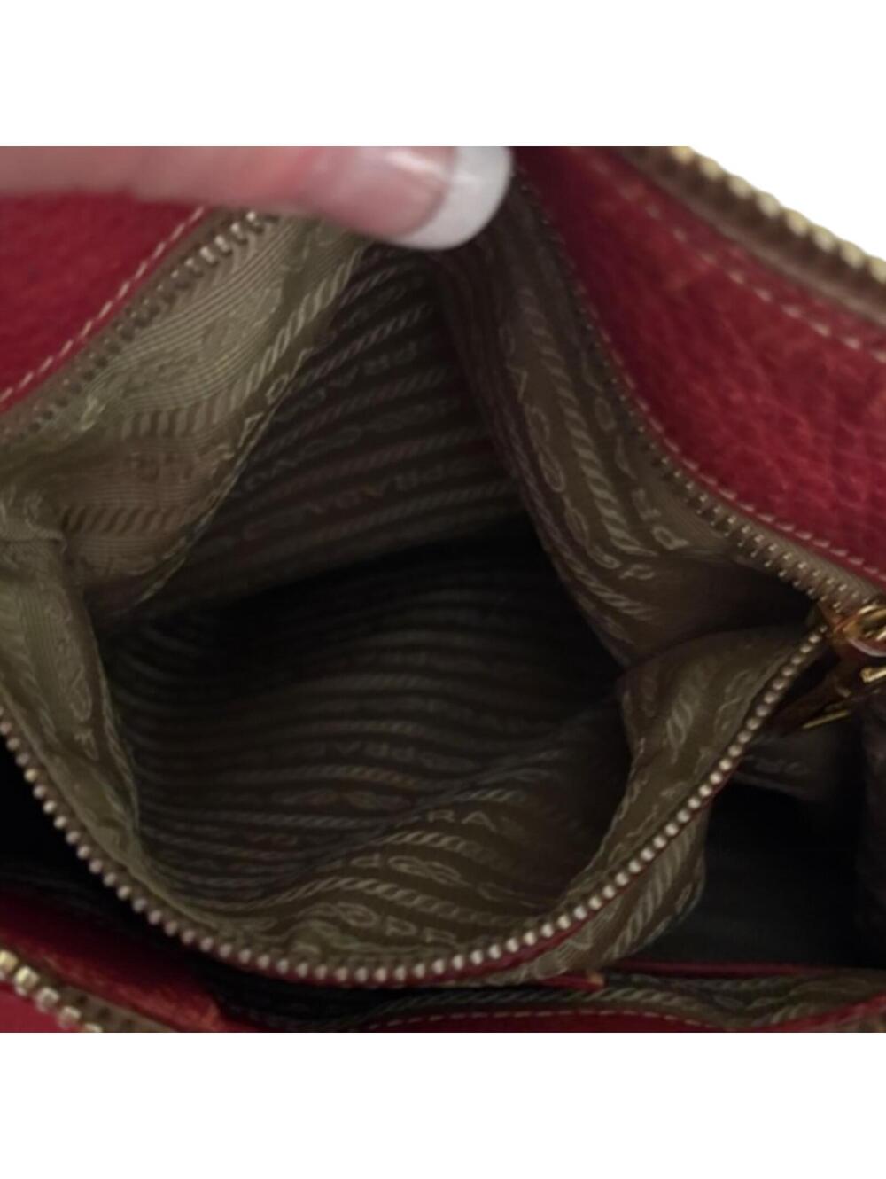 Prada Red Pebbled Leather Satchel Handbag - Picture 10 of 11